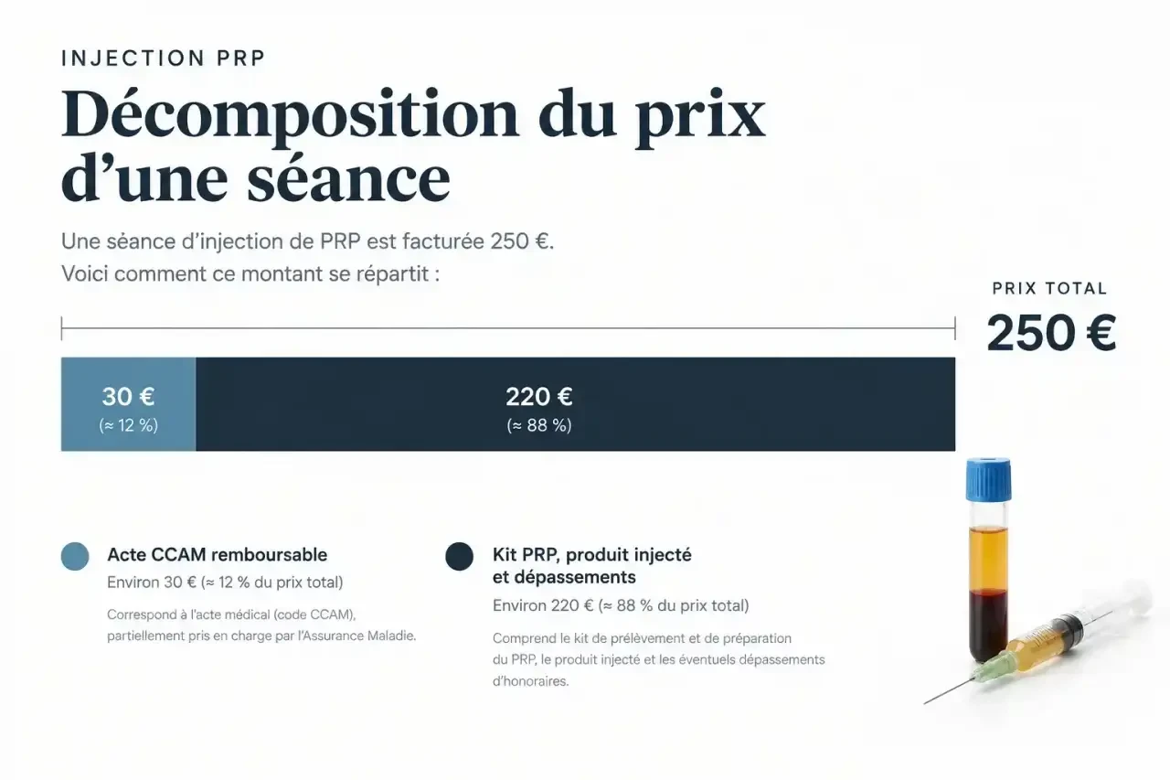 Répartition du prix d'une injection PRP et part remboursée : injection PRP remboursement mutuelle