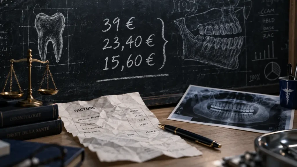 Extraction dentaire sans mutuelle : 39 € facturés, 15,60 € à votre charge dans le cas simple