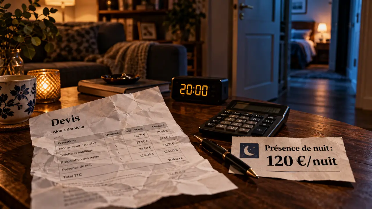Tarif présence de nuit à domicile : 120 €/nuit, présence nocturne